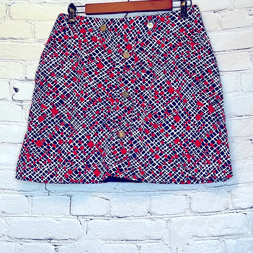 Sport Haley Red White Blue Front Gold Button Athletic Skort Size 8
